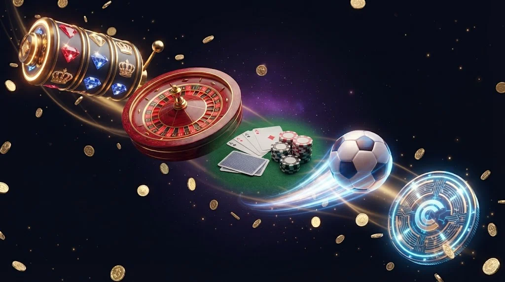 Collage van slots, live casino en sportweddenschappen bij Dreamzino Casino