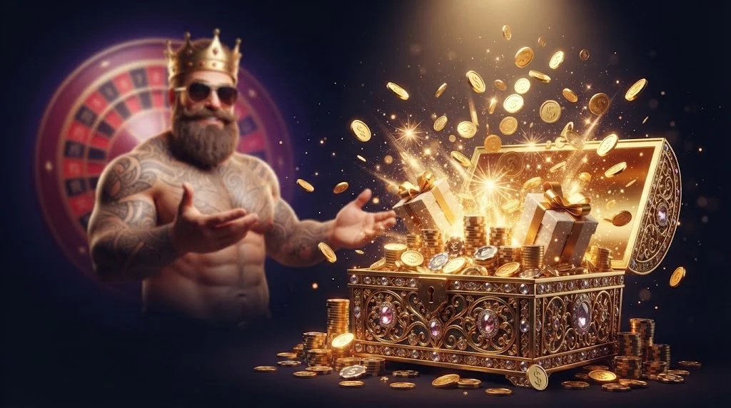 Gouden schatkist met munten als symbool voor bonussen bij Dreamzino Casino
